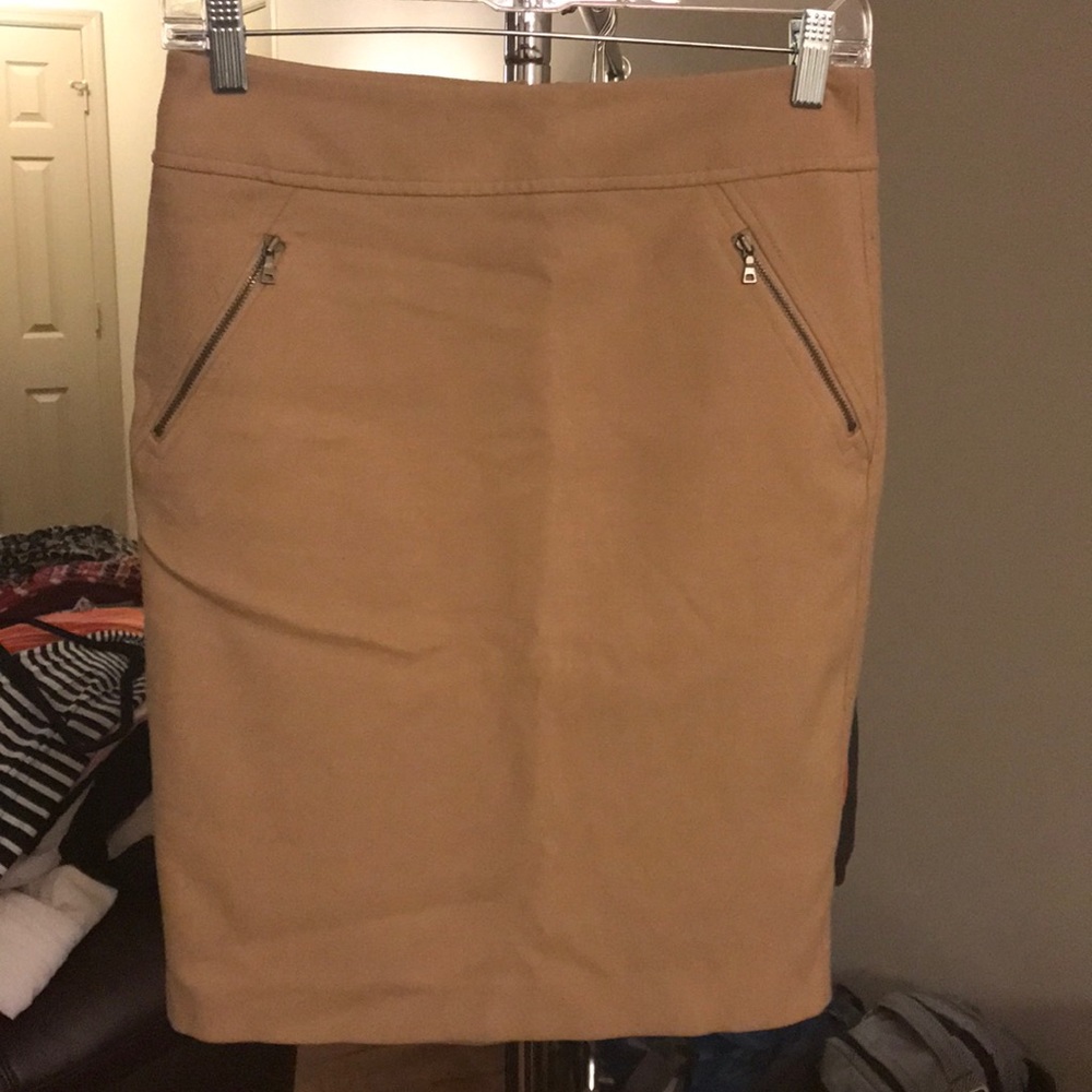Tan Pencil Skirt W/Zips